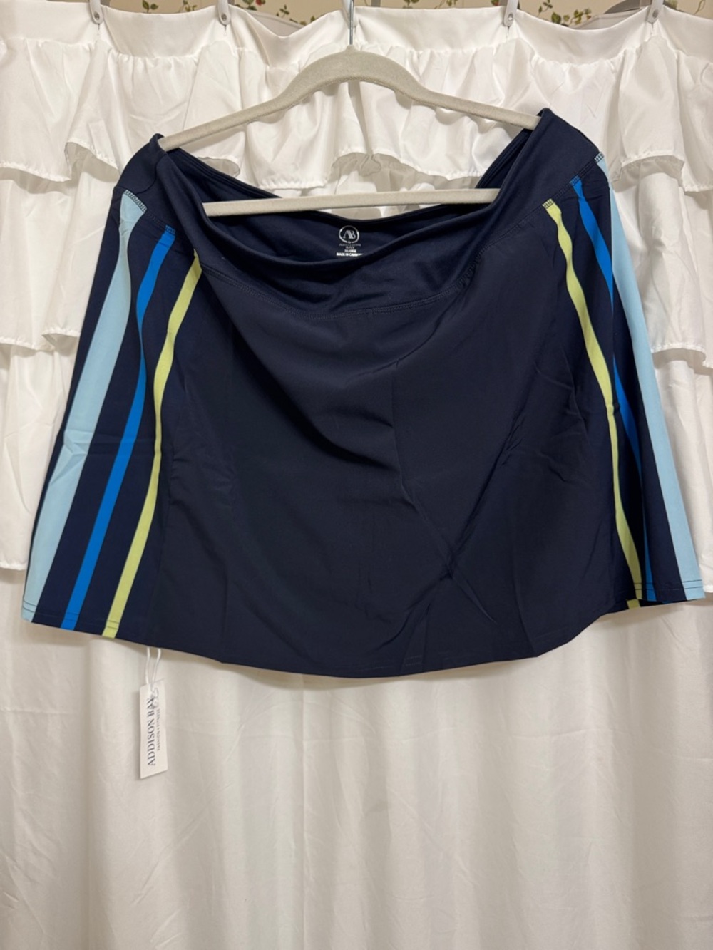 Addison Bay Navy Skort with Blue and Lime Side Stripes
